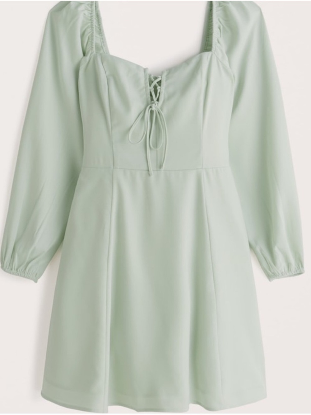 Abercrombie & Fitch Light Mint Lace-Up Puff Sleeve Mini Dress